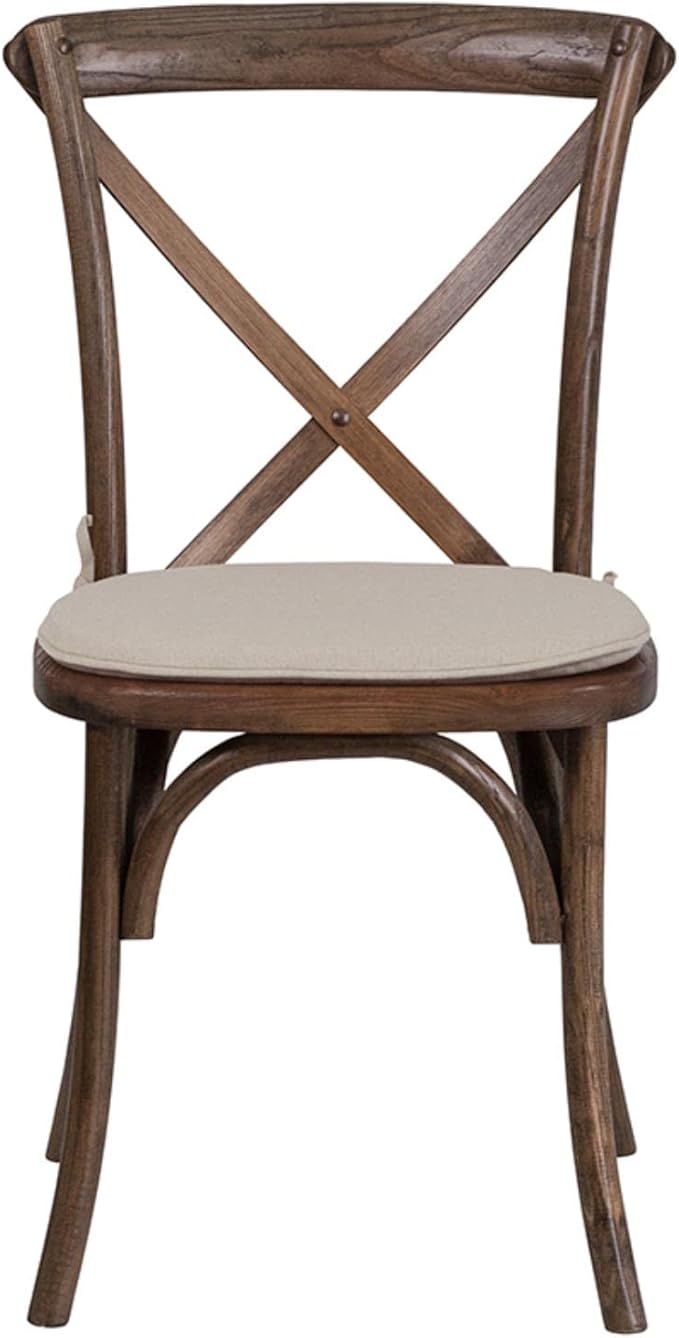 Flash Furniture HERCULES Series Stackable Early American Wood Cross Back Chair with Cushion
