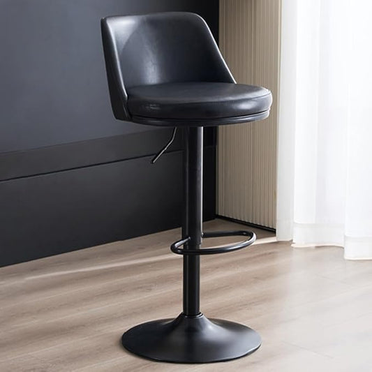 PU Leather Adjustable Stools - Swivel Armless Counter for Kitchen Island, Dining Room &,/Black a-One Size