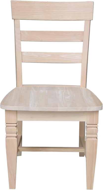IC International Concepts Java Dining Chair Set of 2, Hardwood, Ready-to-Finish, 36.6"H with 18"H Seats, 19.7"W x 22"D, Ideal for Dining Room Furniture - Unfinished