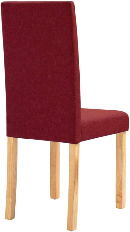 Set of 2 Wine Red Fabric Upholstered Dining Chairs, Rubber Wood Frame Accent Seating for Kitchen Dining Room Living Room Bedroom, Comfortable Modern Traditional Design