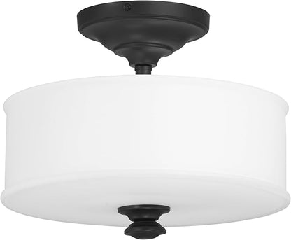 Minka Lavery 4172-66A Harbour Point Semi-Flush, 2-Light, 120 Total Watts, 13.5-in H x 10.75-in W, Coal Black