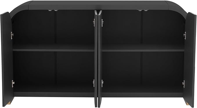 Merax Sideboard Buffet Cabinet with Storage Adjustable Shelves & Unique Curved Corner, Wavy Door Panel Accent Wood Console Table for Coffee Bar, Living Room and Entrance, Easy Assembly, Black