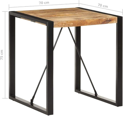 Small Square Dining Table 27.6 x 27.6 in Solid Mango Wood Top with Powder-Coated Steel Legs Modern Industrial Style Kitchen Table for Apartment Diner Breakfast Nook
