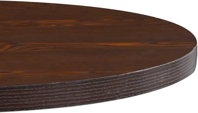 Bistro Table Round 31.5 in Dark Brown MDF Steel Frame Compact Small Dining Table for Kitchen Dining Room Living Room
