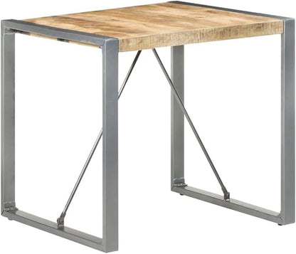 Small Square Dining Table Industrial Style Solid Mango Wood Counter Height 31.5x31.5x29.5 Inches Brown Kitchen Furniture for 4 Person Indoor Use