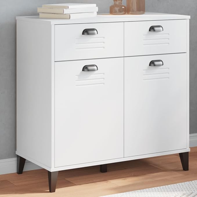 White Storage Sideboard Cabinet, Engineered Wood, 31.5x31.5x31.5 Inch, Modern Rectangular Buffet with Drawers for Living Room, Dining, Hallway Kitchen Furnitur