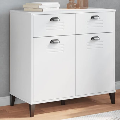 White Storage Sideboard Cabinet, Engineered Wood, 31.5x31.5x31.5 Inch, Modern Rectangular Buffet with Drawers for Living Room, Dining, Hallway Kitchen Furnitur