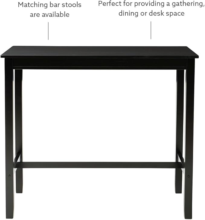 Linon 42 inch Bar Height Pub Claridge Table, Black