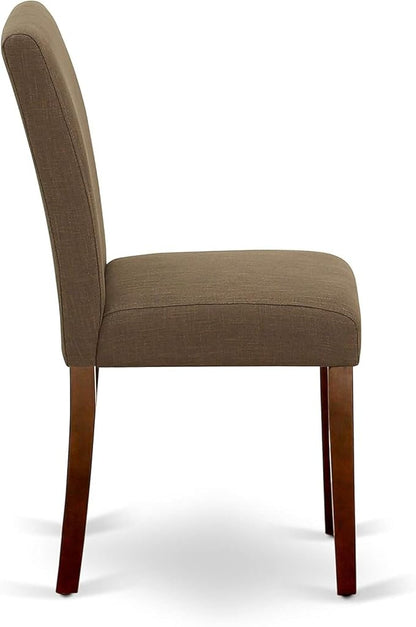 HomeStock 7 Piece Dining Room Table Set Consist of a Rectangle Kitchen Table and 6 Coffee Linen Fabric Parson Dining Chairs, 36x60 Inch, Mahogany