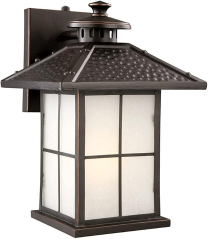 Design House 516781 Gladstone Traditional LED 1-Light Outdoor Wall Mount Dimmable Frosted Seedy Glass and Dusk to Dawn Photocell Sensor for Porch Entryway Patio Garage, Oil Rubbed Bronze