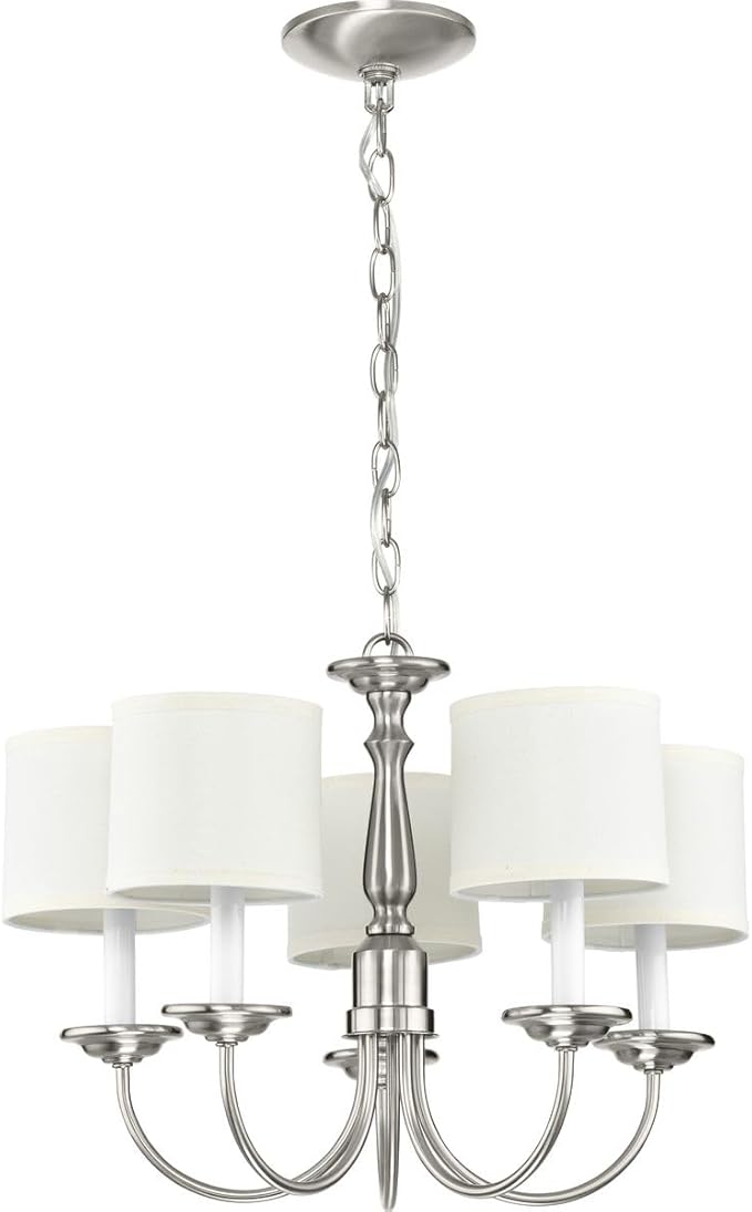 Progress Lighting 5-Light Candles Traditional Chandelier Light, Indoor, P4009-09, Brushed Nickel