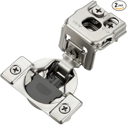 HOME EDIT 2 Pack 1 Pair 1-5/16 inch Overlay Soft Close Cabinet Hinges for Kitchen, Stainless Steel Three-Way Adjustable, Concealed Self-Closing Door Hinges