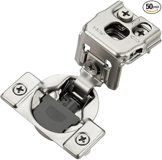 HOME EDIT 50 Pack 25 Pairs 1-5/16 inch Overlay Soft Close Cabinet Hinges for Kitchen, Stainless Steel Three-Way Adjustable, Concealed Self-Closing Door Hinges
