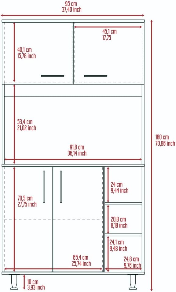 GOWE Dorchester 6-Shelf 6-Door 2-Piece Kitchen Set, Kitchen Island and Pantry Cabinet White and Light Oak