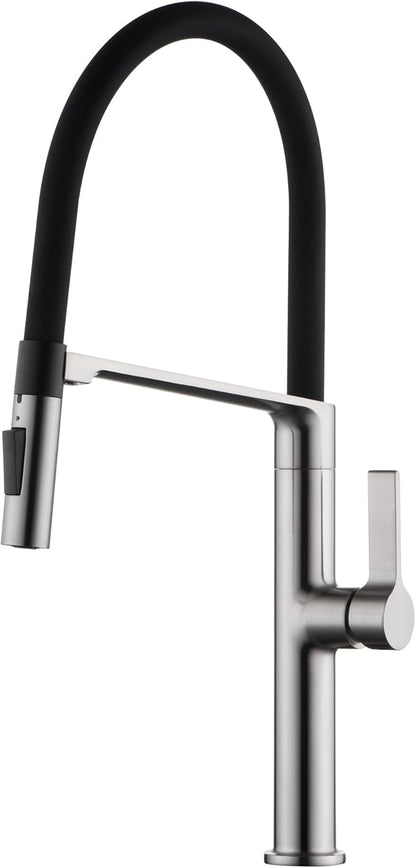 SUMERAIN Deck Mounted Kitchen Faucet with Pull-Down Sprayer, Dual Spray Mode Kitchen Sink Faucet in Brushed Nickel
