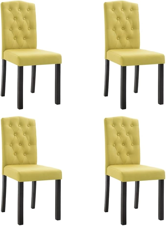 4 Green Dining Chairs, Modern Farmhouse Fabric Button-Tufted, Rubber Wood Legs 18.1", W8 L6.5 H14.7, Dining Kitchen Accent