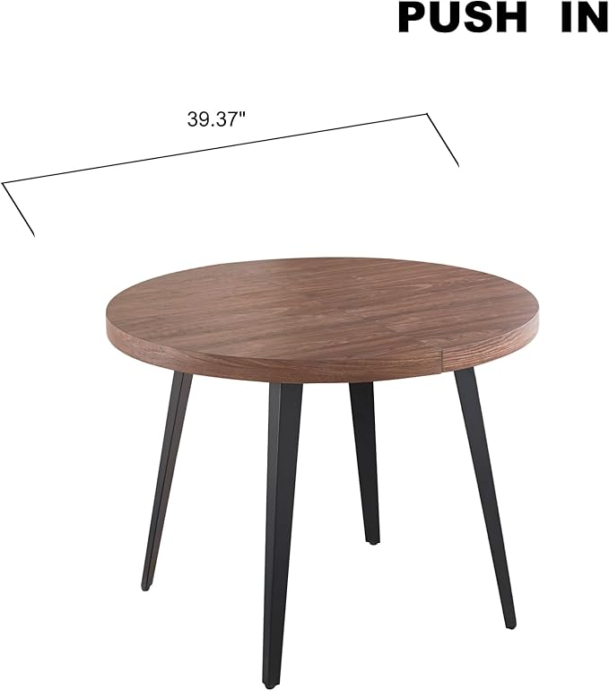 Extendable Dining Room Table, 70.87”-39.37”Large Oval Kitchen Table Set for 4 to 6 People，Wood Tabletop Foldable Tables for Conference Room (1 Table Only Walnut)