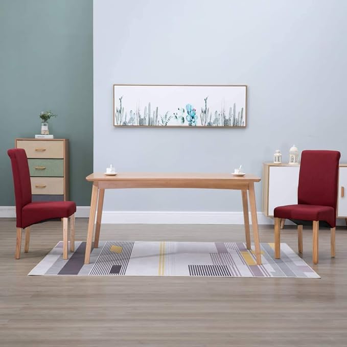 Modern Red Fabric Dining Chairs Set of 2 with Wooden Frame, Comfortable Accent Chairs for Dining Room Kitchen Living Room Furniture, Ergonomic Design with Stable Construction
