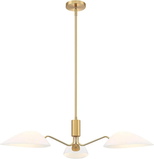 MEXO Modern Glass Chandeliers, Sputnik Chandelier Gold Pendant Lighting Fixture Glass Shade Ceiling Light for Dining Room Kitchen Island