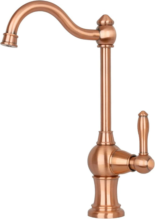 Akicon Kitchen Water Filter Faucet, Brass Body 100% Lead-Free Drinking Water Faucet Fits Most Reverse Osmosis Units or Filtration System, Non-Air Gap, Cold Water Only (Copper)