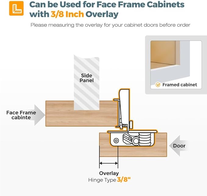 HOME EDIT 10 Pack 5 Pairs 3/8 inch Overlay Soft Close Cabinet Hinges for Kitchen, Stainless Steel Three-Way Adjustable, Concealed Self-Closing Door Hinges