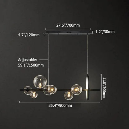 Linear Kitchen Island Lighting, Dining Room Light Fixture Over Table, Large Industrial Black Pendant Lights Ceiling Hanging for Kitchen Living Room (Black, 7-Light)