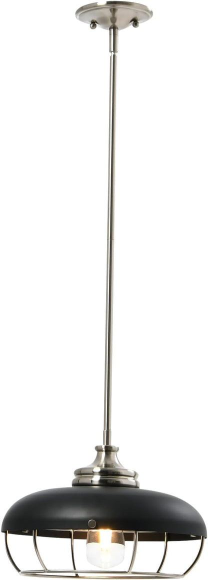 Presley - Caged Dome Metal Ceiling Light, Brushed Nickel and Matte Black