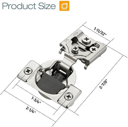 HOME EDIT 50 Pack 25 Pairs 5/8 inch Overlay Soft Close Cabinet Hinges for Kitchen, Stainless Steel Three-Way Adjustable, Concealed Self-Closing Door Hinges