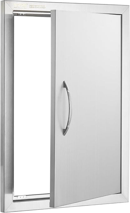 VEVOR BBQ Access Door, 17W x 24H Inch Single Outdoor Kitchen, Stainless Steel Flush Mount, Wall Vertical with Handle, for BBQ Island, Grilling Station, Outside Cabinet