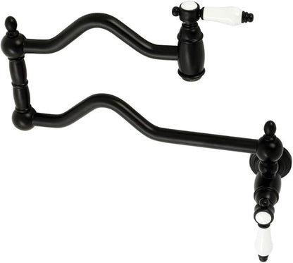 Kingston Brass KS2100BPL Bel Air Wall Mount Pot Filler, Matte Black