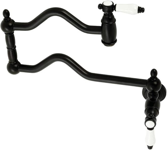 Kingston Brass KS2100BPL Bel Air Wall Mount Pot Filler, Matte Black