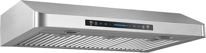 JOCO 36 Inch Under Cabinet Range Hood, 900 CFM Stainless Steel Kitchen Vent Hood, 4-Speed Gesture/Touch/Remote Control C01-36G