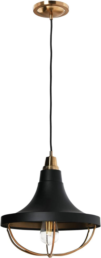 Presley - Caged Trumpet Metal Ceiling Light, Brushed Brass and Matte Black