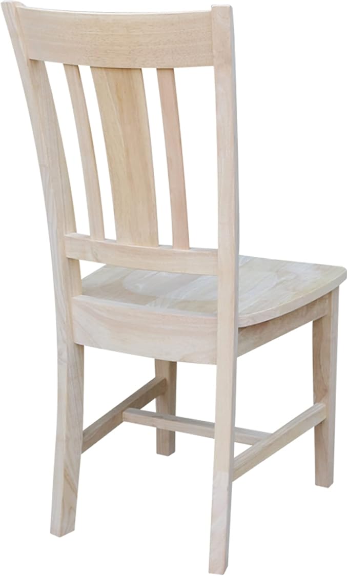 International Concepts San Remo Slat Back Chairs, Solid Parawood, Unfinished (Set of 2)