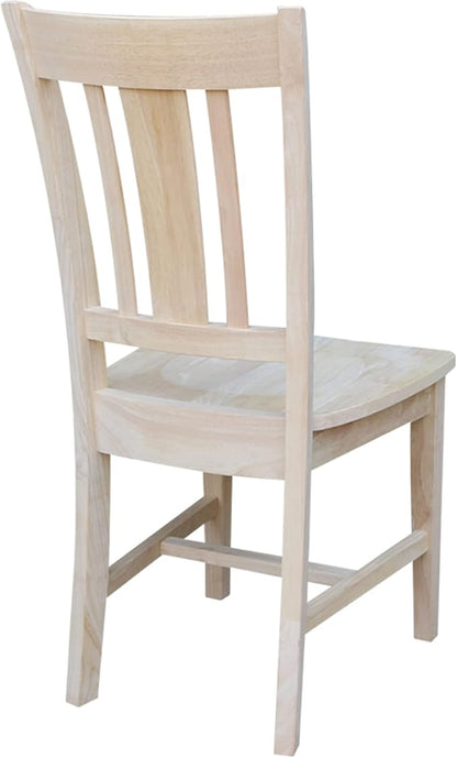 International Concepts San Remo Slat Back Chairs, Solid Parawood, Unfinished (Set of 2)