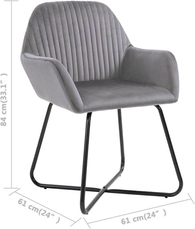 6-Piece Gray Velvet Dining Chairs Set with Steel Legs, Modern Accent Chairs for Kitchen, Living Room, Farmhouse Style, Comfortable Seating Furniture
