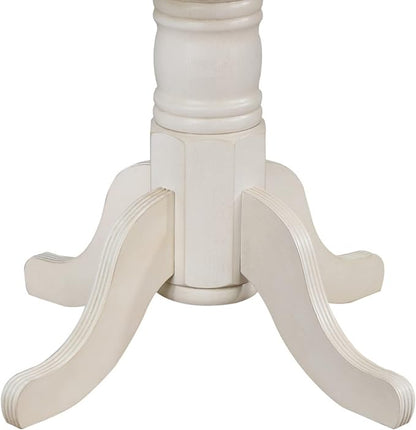 Sunset Trading Oakley Selections 42" Round Extendable Drop Leaf Counter Height Pub Table | Antique White/Light Oak Solid Wood | Seats 4 | Dining Room Kitchen Furniture