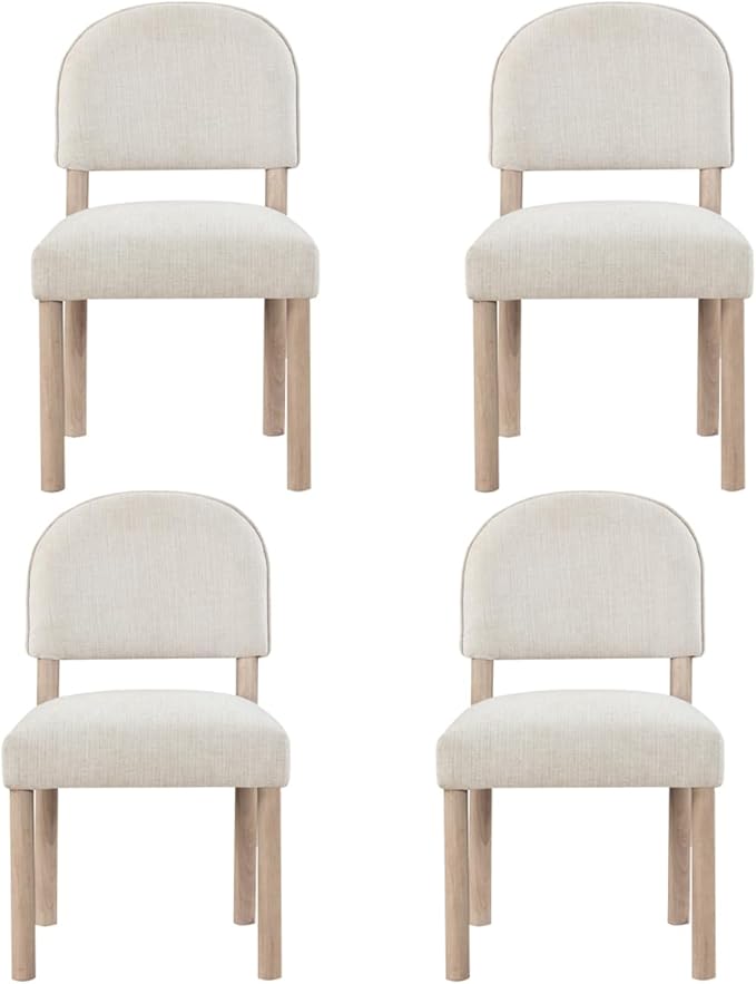 Farmhouse Dining Chairs Set of 2 - Upholstered Mid Century Armless Side Chairs with Back, Durable Polyester Fabric for Kitchen Island, Living Room, Restaurant