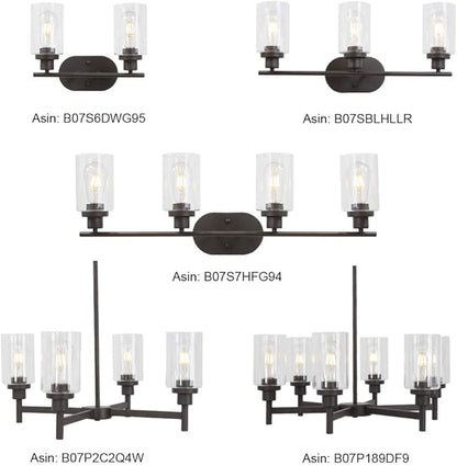 VINLUZ 6 Light Farmhouse Chandelier Classic Pendant Lighting Oil-Rubbed Bronze Industrial Ceiling Lighting Fixture with Clear Glass Shades for Dining Room Kitchen Livingroom