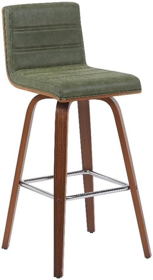 Vienna Modern Swivel Bar Height Stool with Vintage Green Upholstered Seat and Walnut Finished Wood Frame Set of 3