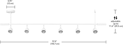 Globe Electric 64000054 6-Light Adjustable Height Track Lighting, Matte White, Pivoting Shades, GU10 Base, Minimalist Ceiling Light for Kitchen or Dining Room, Dimmer Switch Compatible