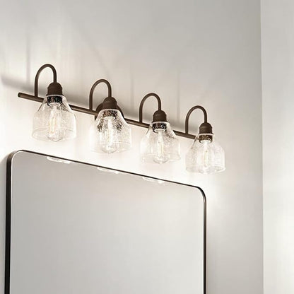 Kichler Avery 33.25" 4 Light Vanity Light with Clear Seeded Glass Olde Bronze®
