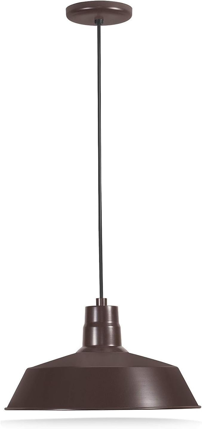 14-inch Architectural Bronze Pendant Barn Light Fixture with 10ft Adjustable Cord, Ceiling-Mounted Vintage Hanging Light Fixture for Indoor Use, 120V Hardwire, E26 Base LED Compatible, UL Listed