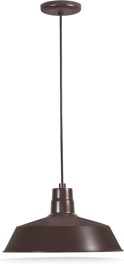 14-inch Architectural Bronze Pendant Barn Light Fixture with 10ft Adjustable Cord, Ceiling-Mounted Vintage Hanging Light Fixture for Indoor Use, 120V Hardwire, E26 Base LED Compatible, UL Listed