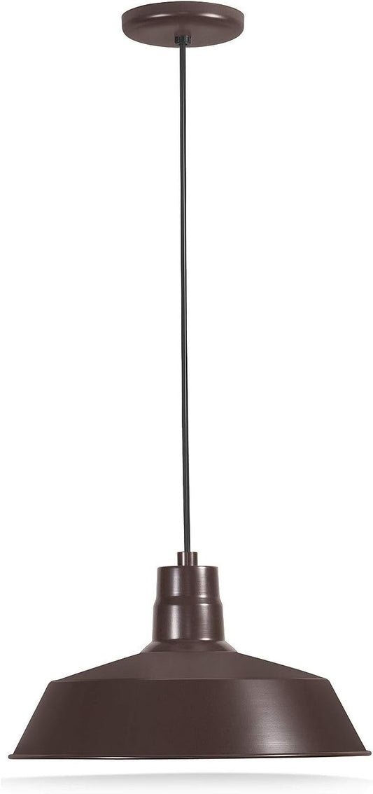 14-inch Architectural Bronze Pendant Barn Light Fixture with 10ft Adjustable Cord, Ceiling-Mounted Vintage Hanging Light Fixture for Indoor Use, 120V Hardwire, E26 Base LED Compatible, UL Listed