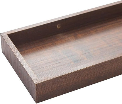 Floating Shelves for Wall, Wooden Wall Shelves for Bedroom Living Room Kitchen, Modern and Rustic Bathroom Shelves with Raised Lip, Decor Floating Shelf for Storage (Walnut-Like,2 Set,15.7 in)
