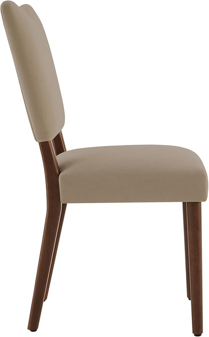KISLOT Upholstered Dining Chairs Set of 6, Modern Velvet Kitchen Chairs with Solid Wood Legs, High Back Wooden Dining Room Chairs with Dark Walnut Color Legs for Farmhouse Kitchen Dining Room, Brown