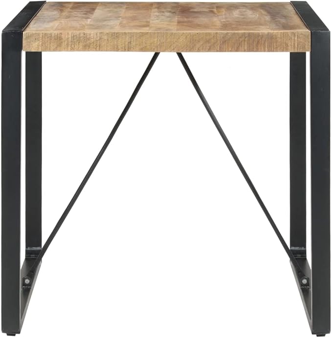 Small Dining Table 31.5 Inch Square Solid Mango Wood with Powder-Coated Steel Legs Rustic Kitchen Table for 4 in Dining Room Apartment or Small Spaces