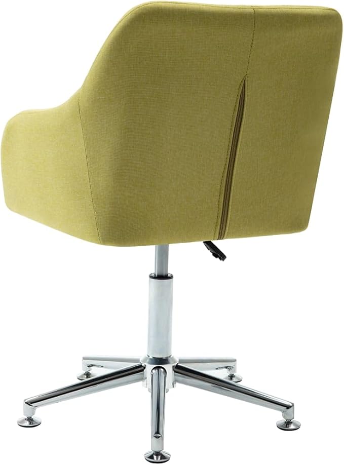 Modern Swivel Dining Chairs 2-Pack Green Fabric Upholstered Adjustable Height with Steel Base for Kitchen Living Room Office