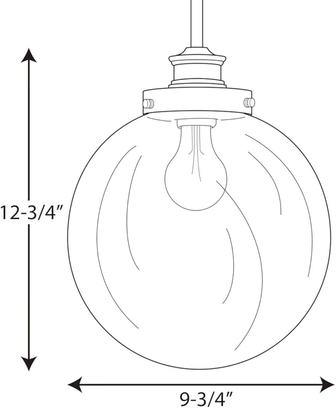 Progress Lighting 1-Light Clear Glass Farmhouse Pendant Light, Penn Collection, Indoor, P5070-104, Polished Nickel